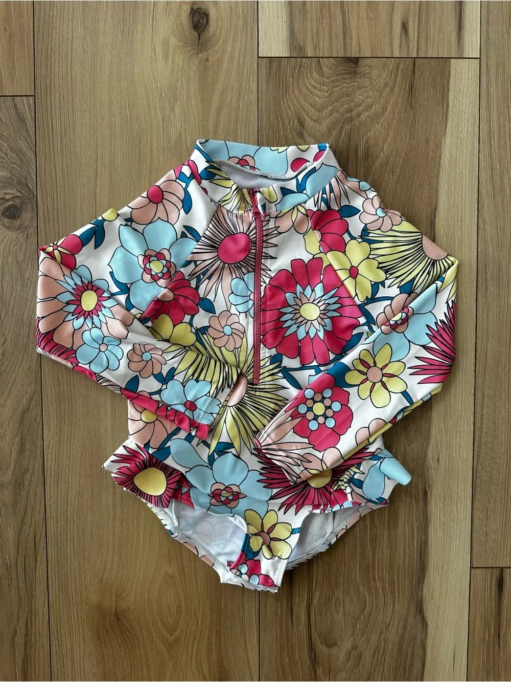 Jessica Simpson Kids Floral Long-Sleeve Rashguard - Pink, Blue & Yellow
